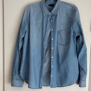 J. Crew Women's Light Blue Denim Button Down Shirt